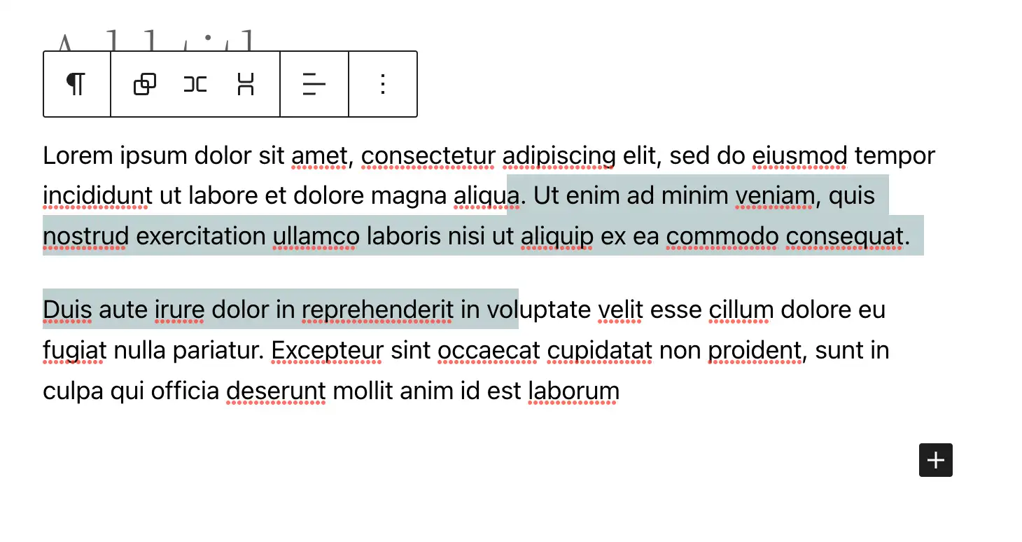 Selección de texto en varios bloques