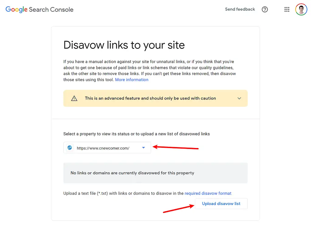 Cómo desautorizar backlinks en Google Search Console