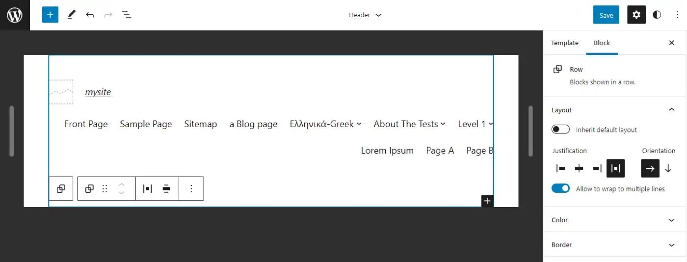 Mengedit bagian template dalam tema blok WordPress.