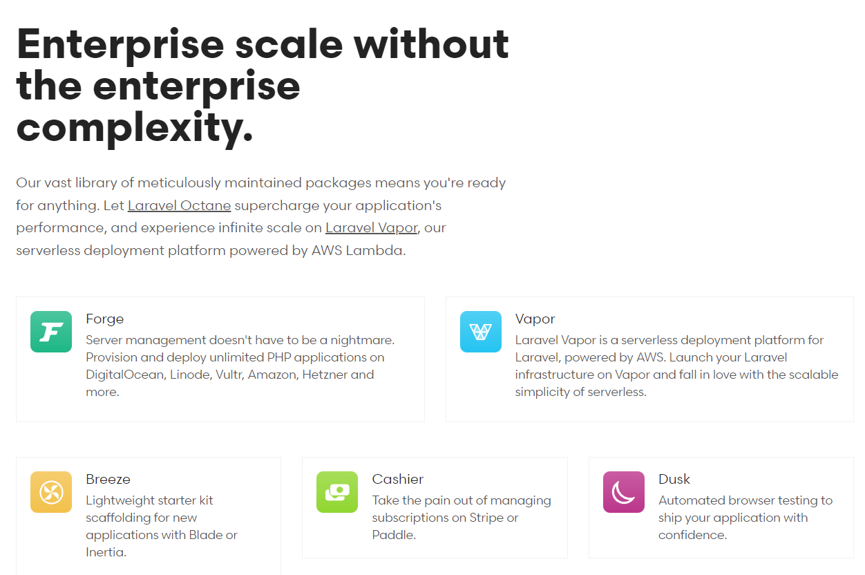 Certains des packages de Laravel