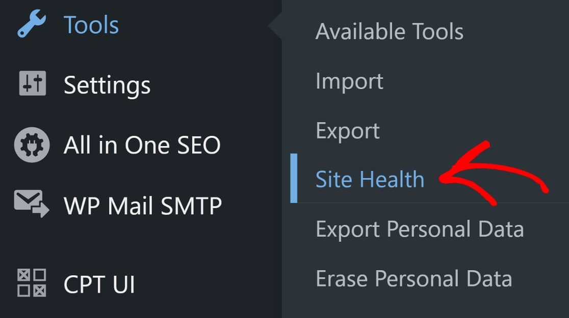 Screenshot of the site health tab in WordPress