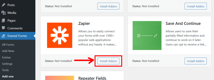 Installa il componente aggiuntivo Zapier