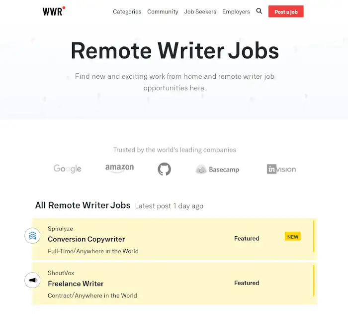 cele mai bune site-uri de locuri de muncă pentru blogging - We Work Remotely