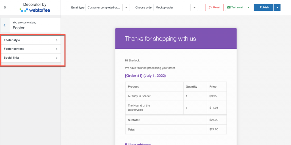 woocommerce e-posta altbilgisi özelleştirmeleri