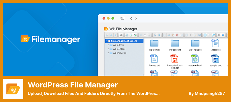 WordPress File Manager Plugin - Faça upload, baixe arquivos e pastas diretamente do WordPress Backend