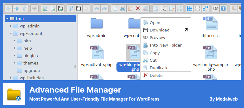 高级文件管理器插件 - 最强大和用户友好的 WordPress 文件管理器