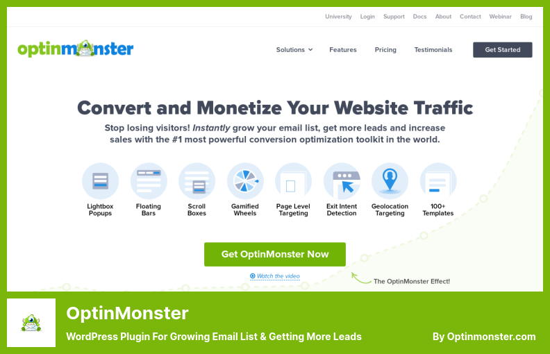 Plugin OptinMonster - Plugin WordPress para aumentar a lista de e-mails e obter mais leads