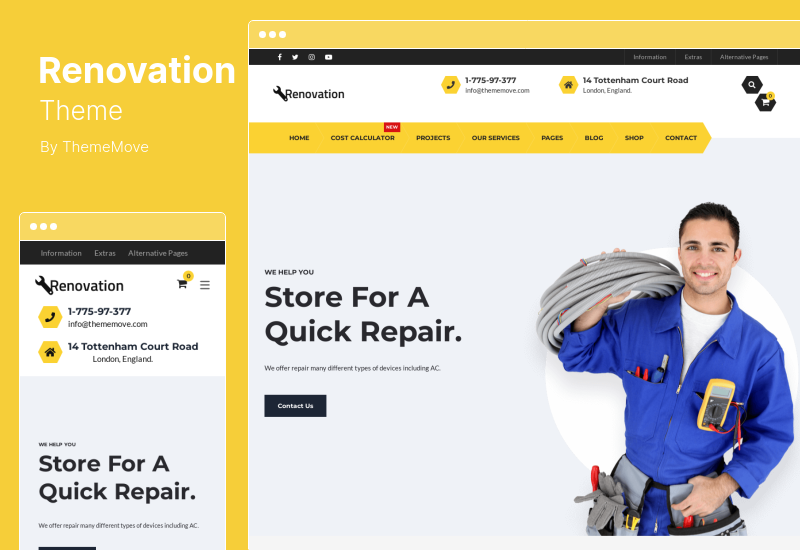 Renovation Theme - Ремонтная служба, Домашнее обслуживание Elementor WordPress Theme