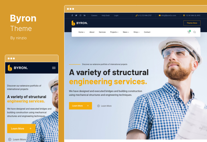 Byron Theme - Тема WordPress для строительства