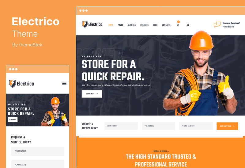 Tema Electrico - Reparar o tema WordPress de vários serviços