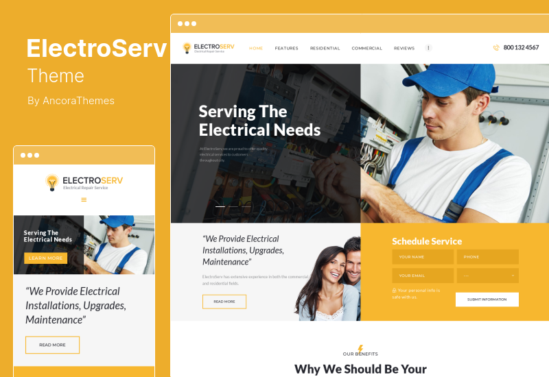 ElectroServ Teması - Elektrik Tamir Servisi WordPress Teması