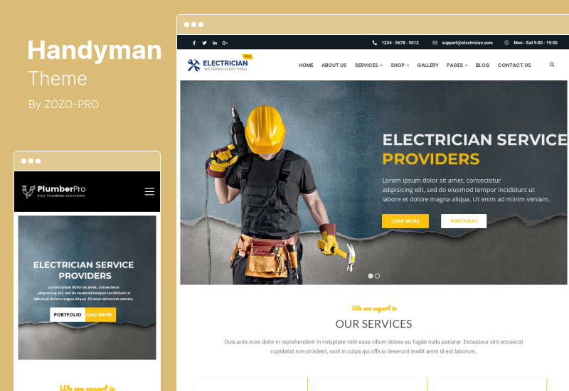 Tema Handyman - Tema WordPress pentru servicii de electrician, frizer, dulgher