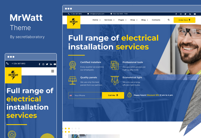 MrWatt 主題 - 電工服務 WordPress 主題