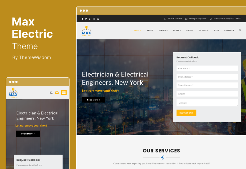 Max Electric Theme - Тема WordPress для электриков