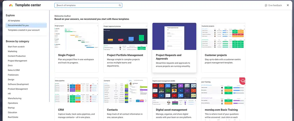 Trello vs Monday.com: modelli Monday.com