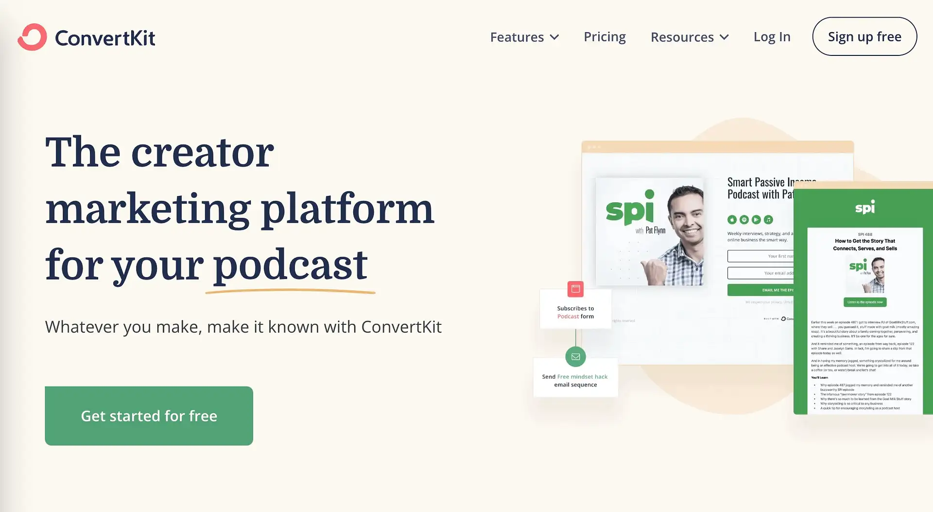 ConvertKit ist einer der besten kostenlosen Landing Page Builder.