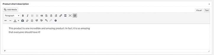 Breve descripción del producto de WooCommerce