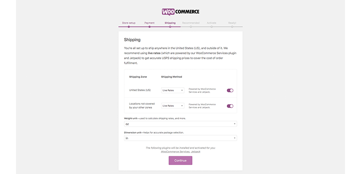 Opções de configuração de envio do WooCommerce