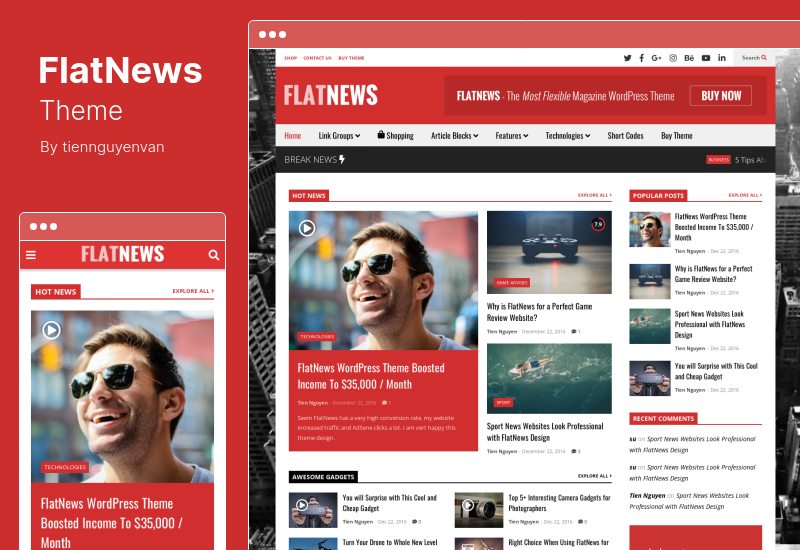 FlatNews Teması - Duyarlı Dergi WordPress Teması