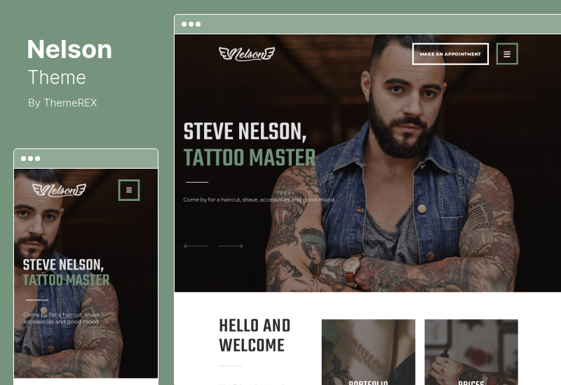 Tema Nelson - Penata Rambut Barbershop, Tema WordPress Salon Kecantikan Tato