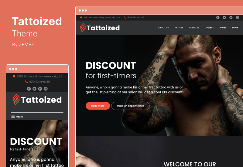 Tema tatuado - Tema de WordPress para salón de tatuajes