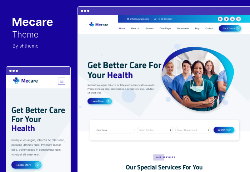 Mecare Theme - Zdrowie szpitala Motyw WordPress