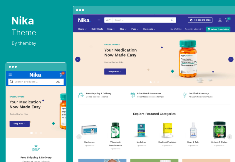 Nika 테마 - Medical Elementor WooCommerce 테마