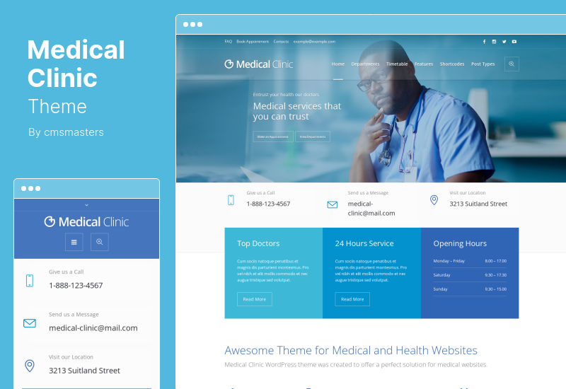 Tema Clínica Médica - Tema WordPress de Saúde do Hospital Médico