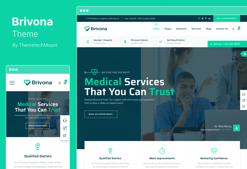 Brivona Theme - тема WordPress для медицинских учреждений, медицинских учреждений