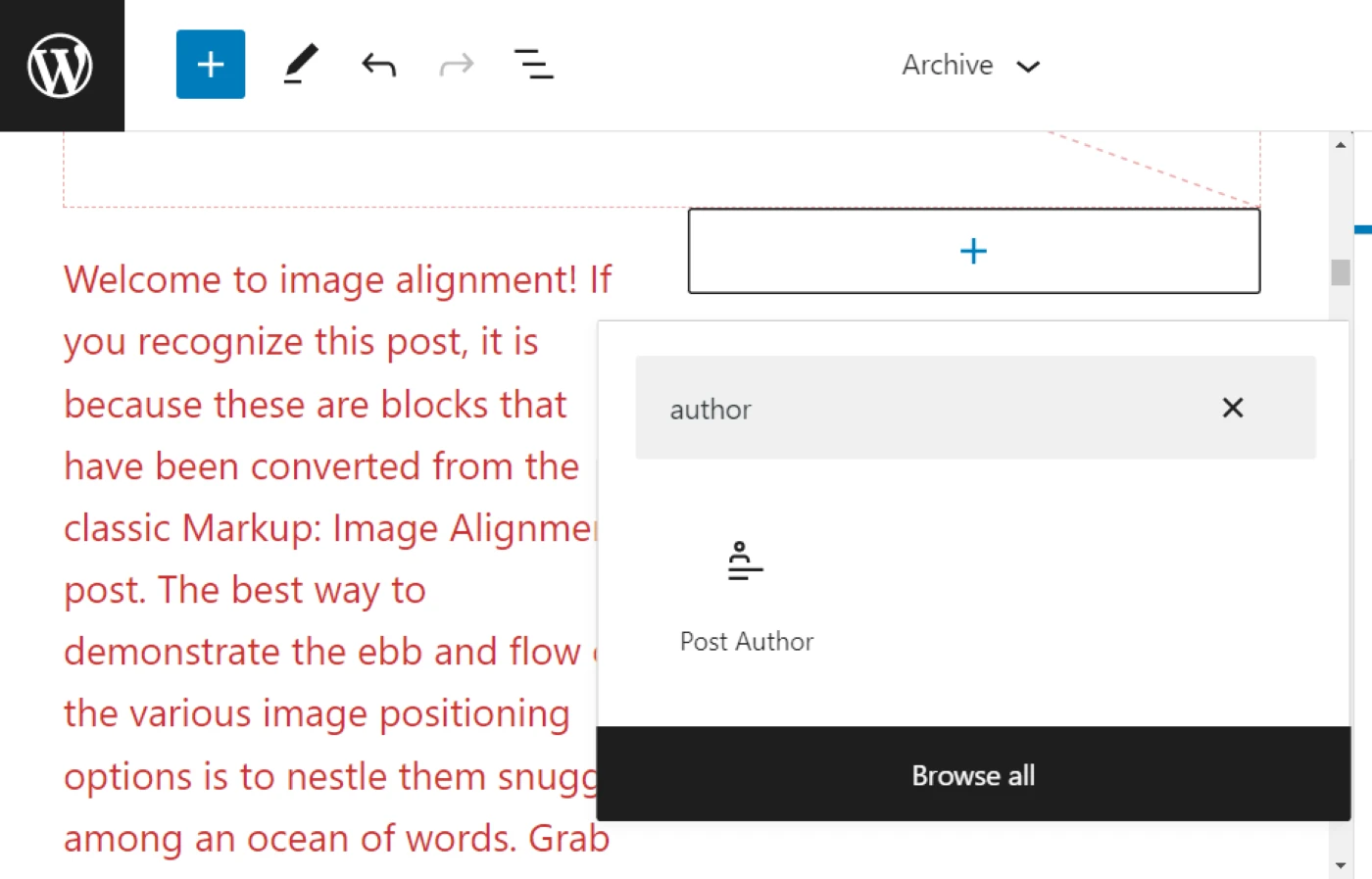 PostAuthorブロックをクエリループに追加する