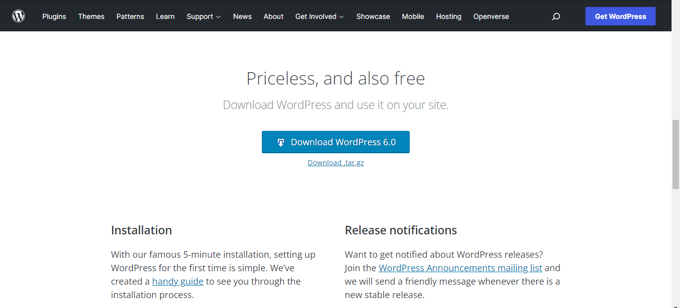 installare WordPress CMS