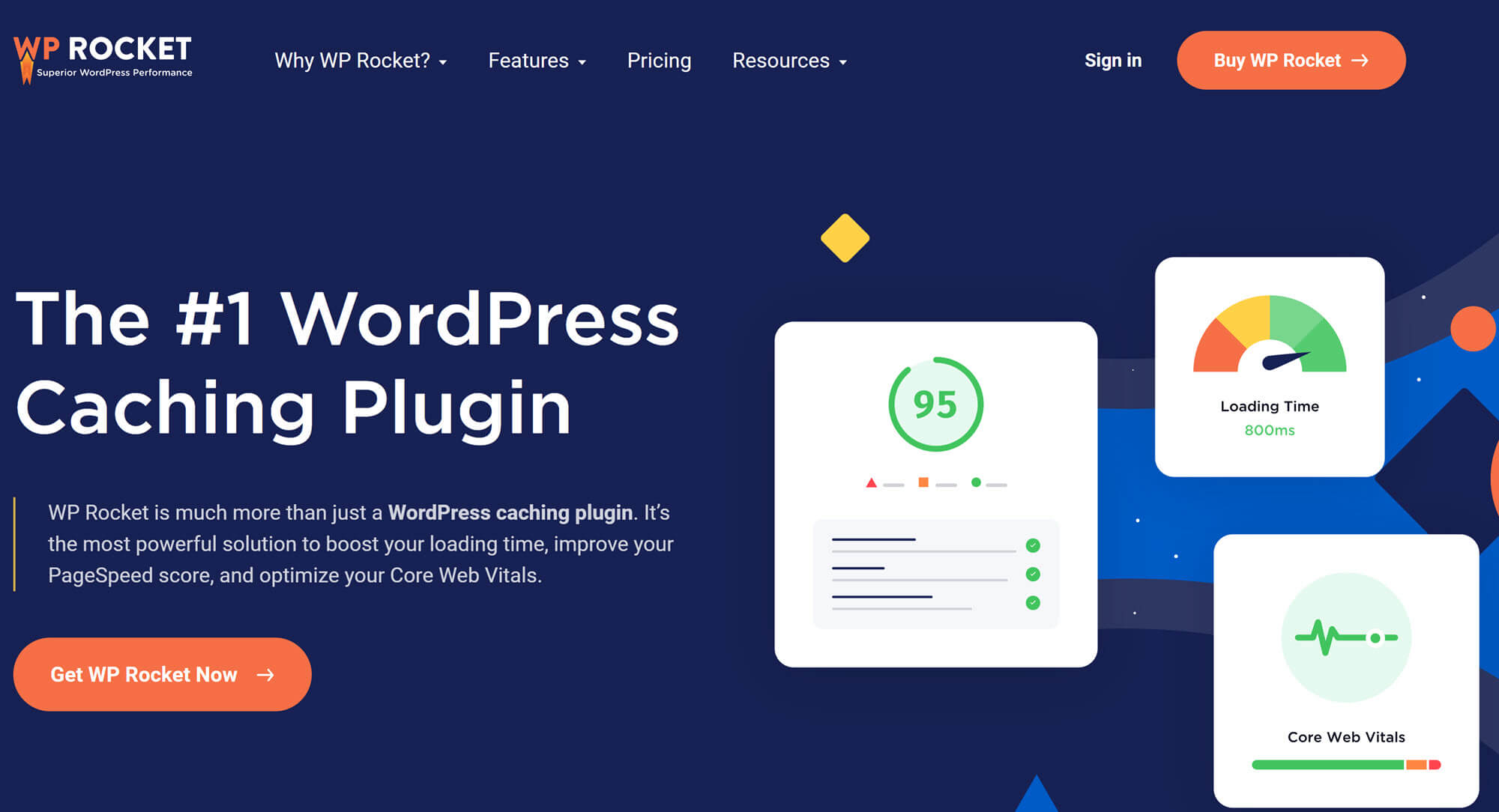 Meilleurs plugins de mise en cache : Page d'accueil de WP Rocket