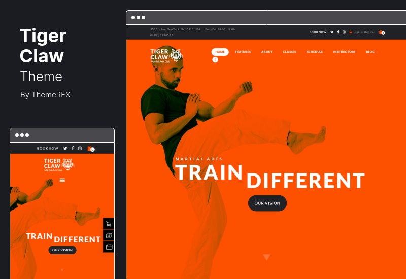 ธีม Tiger Claw - โรงเรียนศิลปะการต่อสู้และฟิตเนสเซ็นเตอร์ WordPress Theme