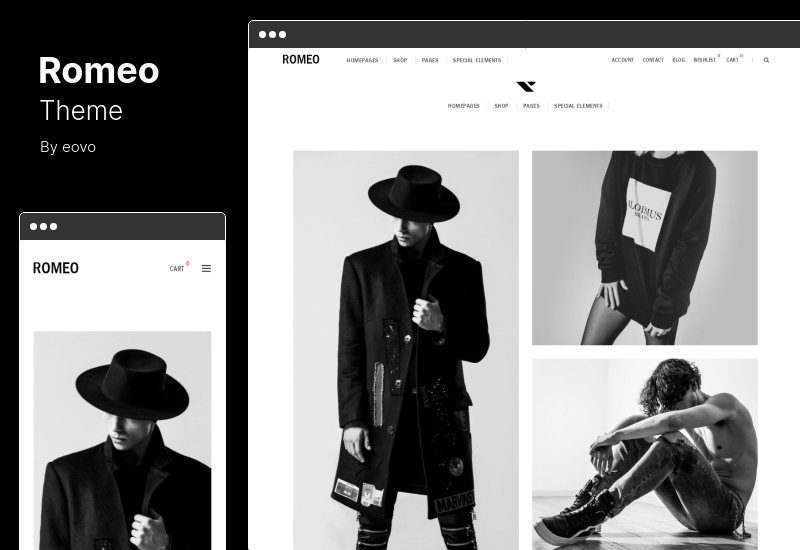 Tema Romeo - Tema WordPress moderno di lusso WooCommerce