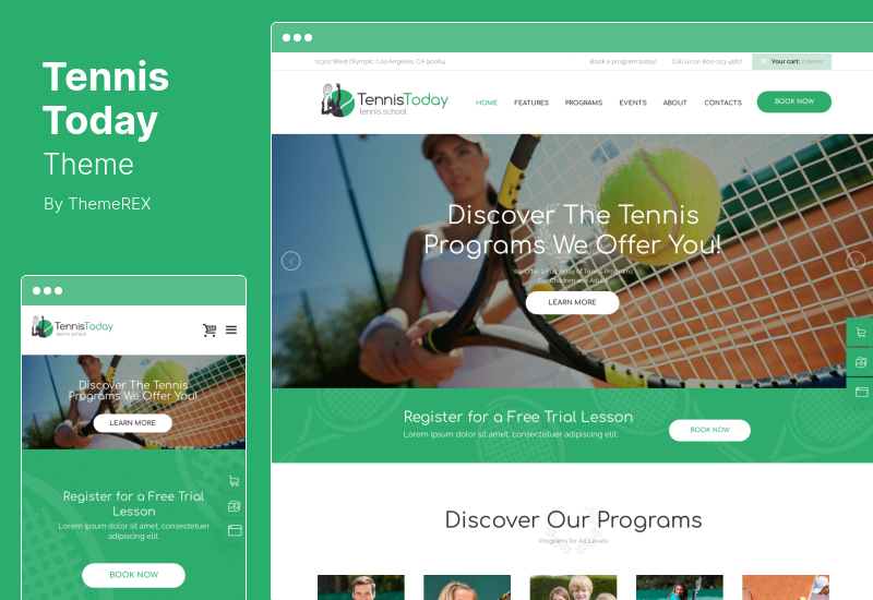 Tenis Today Theme - Sport School & Events Motyw WordPress