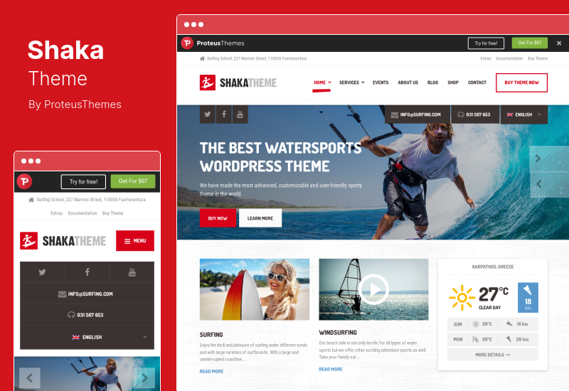 Tema Shaka - Un tema WordPress per sport acquatici