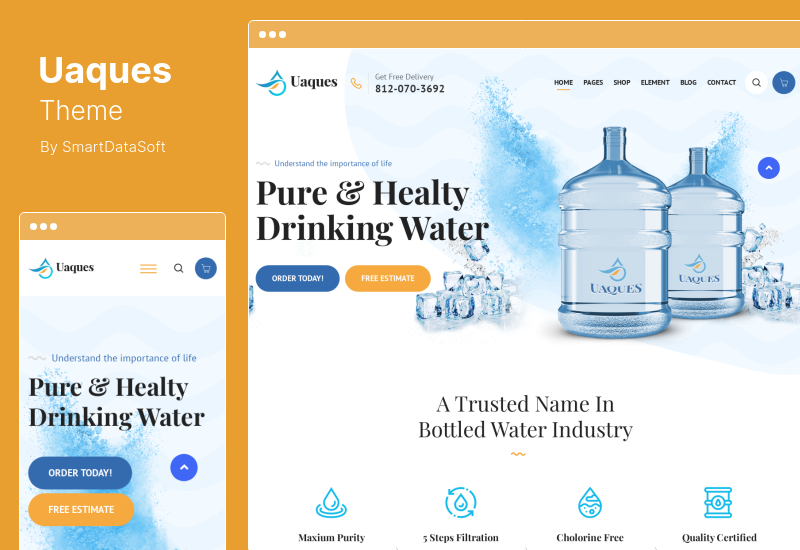 Uaques Theme - Тема WordPress для доставки питьевой воды