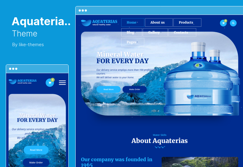 Aquaterias Theme - WordPress Theme für die Lieferung von Trinkwasser in Flaschen