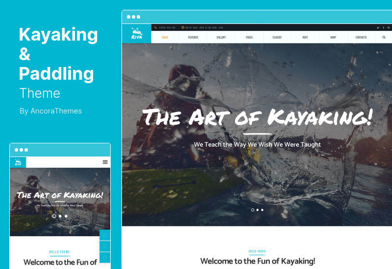 Tema de kayak y remo - Tema de WordPress para kayak / remo / deportes acuáticos y al aire libre