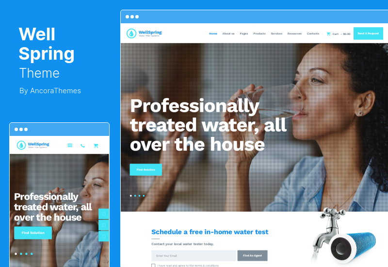 Tema WellSpring - Tema de WordPress para filtros acuáticos y entrega de agua potable