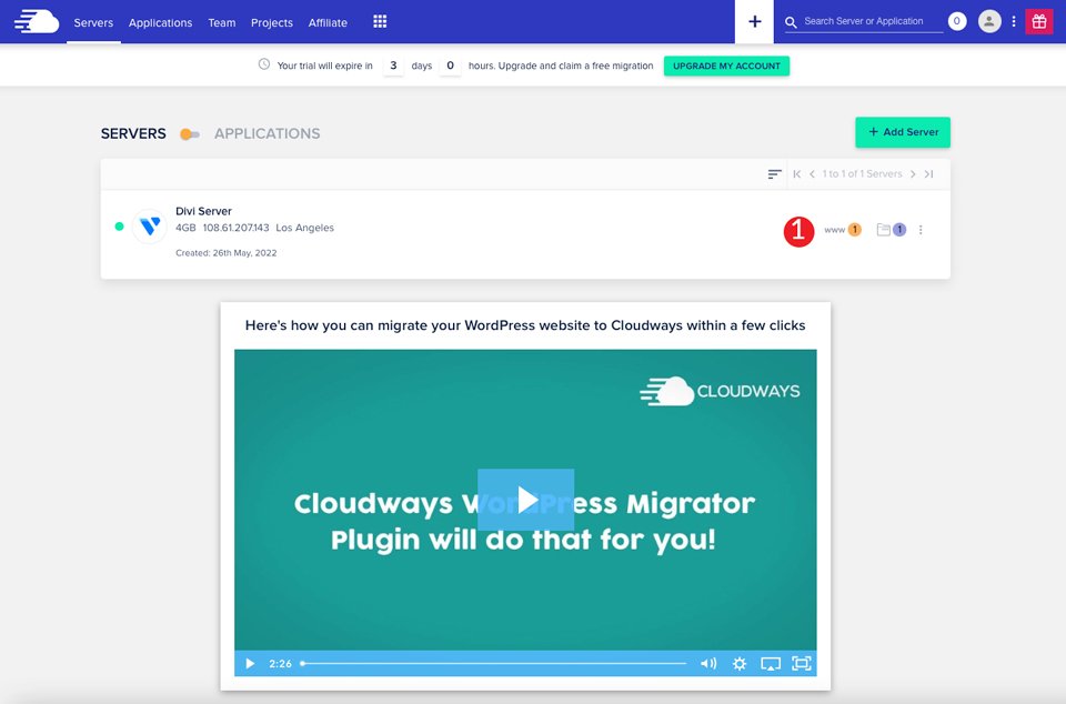 Sito Divi su Cloudways