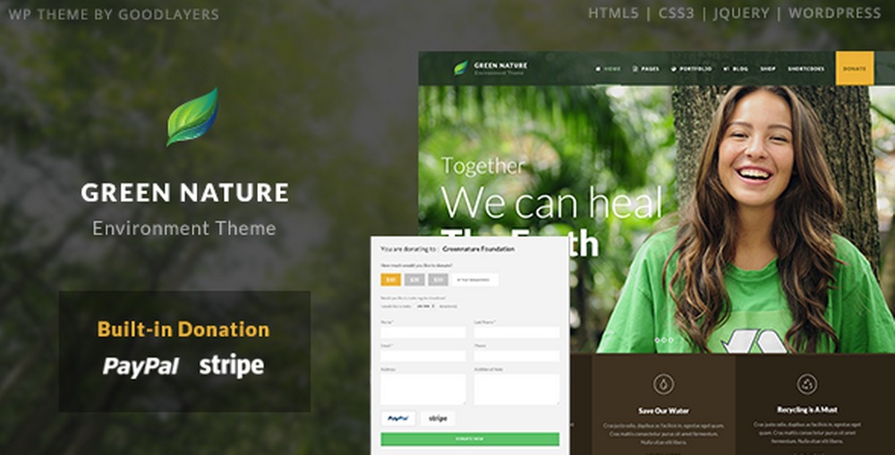 Tema de WordPress de naturaleza verde