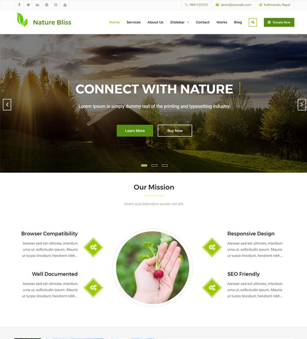 Naturaleza felicidad tema de WordPress