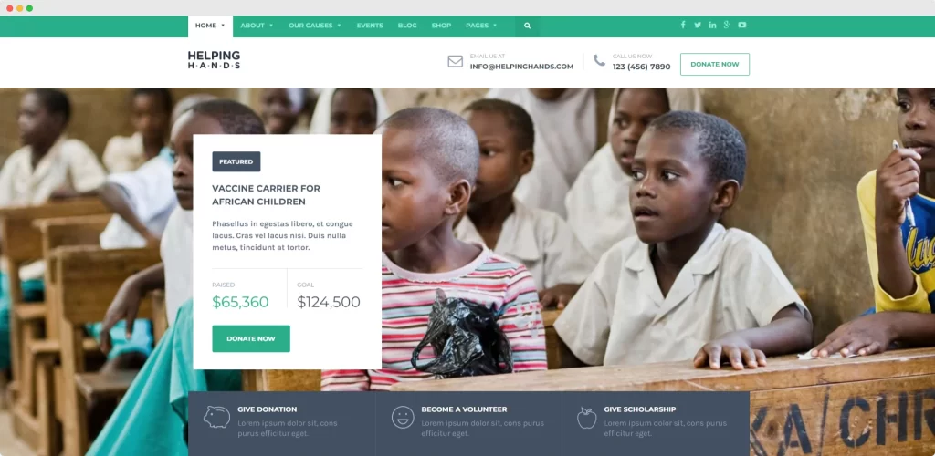 Tema WordPress di beneficenza | Helping Hands