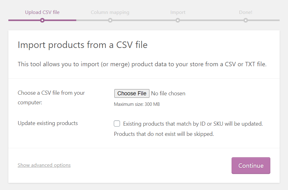 Загрузите CSV-файл, чтобы импортировать данные о товарах в пакетном режиме.