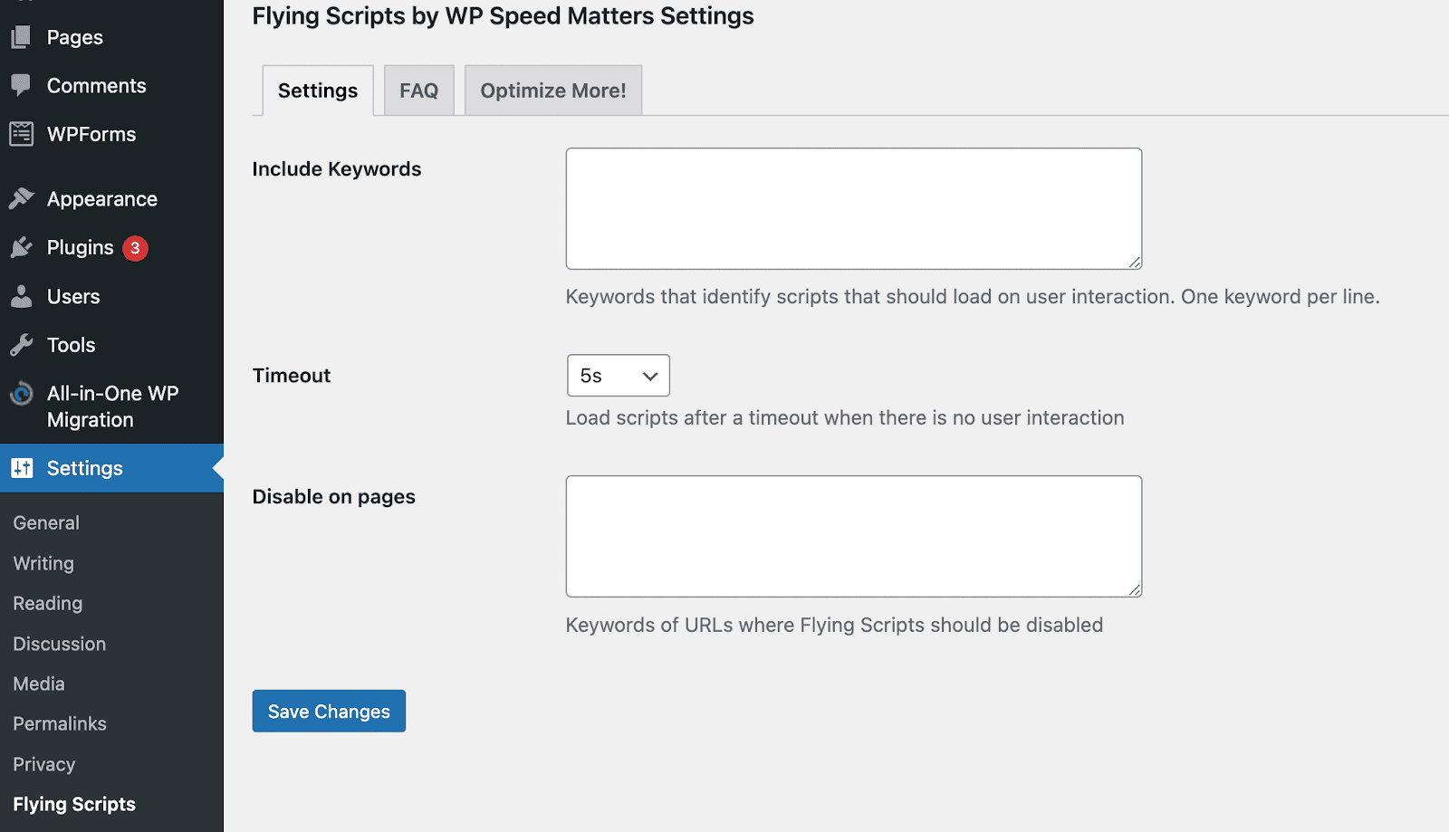 FlyingScript seçenekleri