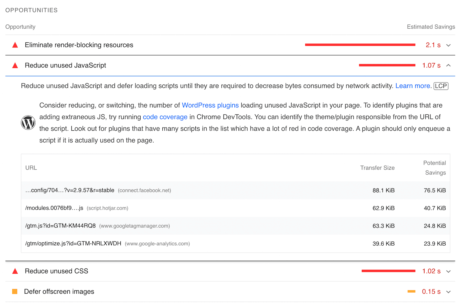 รายการ JavaScript ที่ไม่ได้ใช้บนไซต์ของคุณ