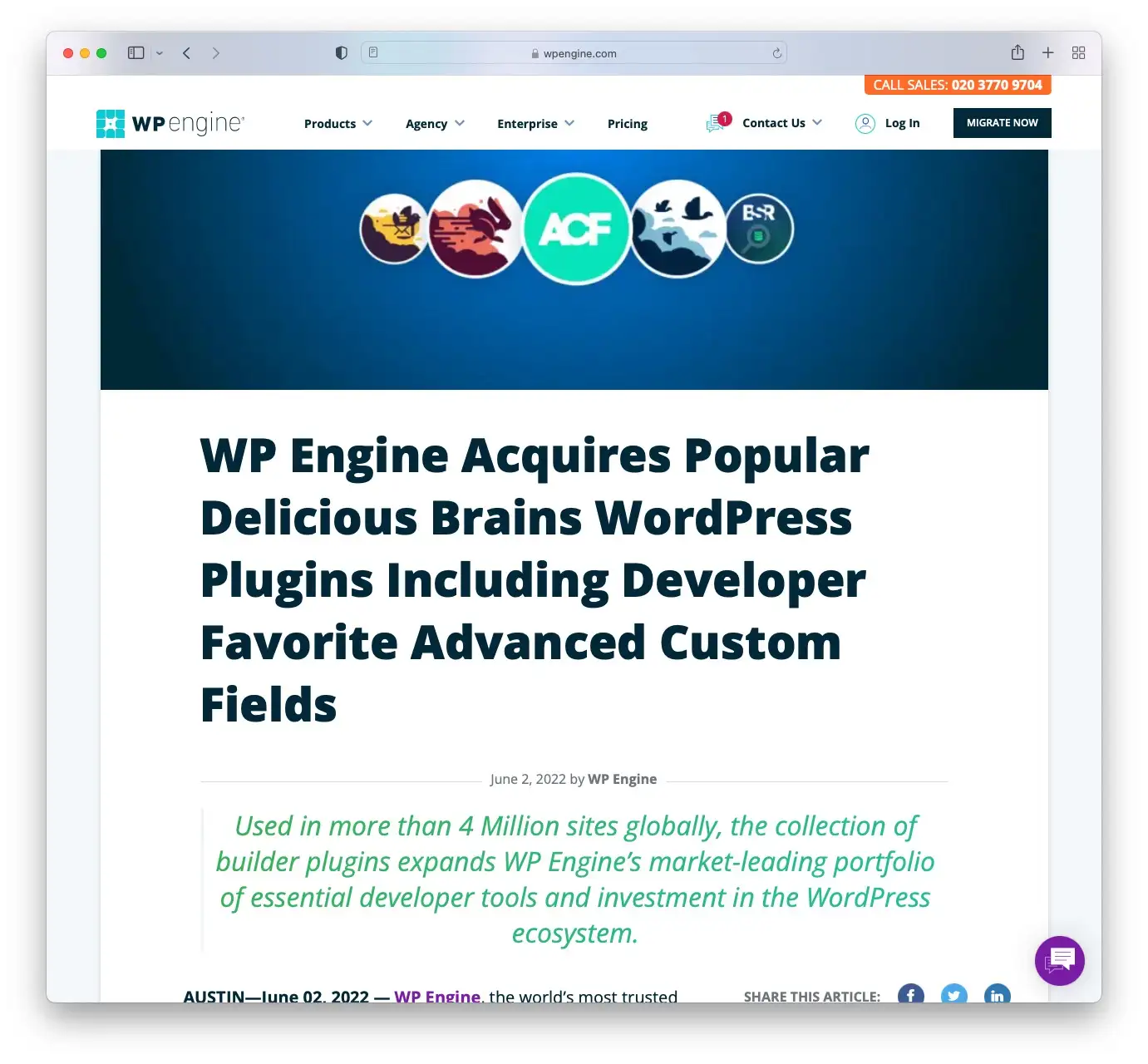 WP Engine acquisisce i plugin Delicious Brains