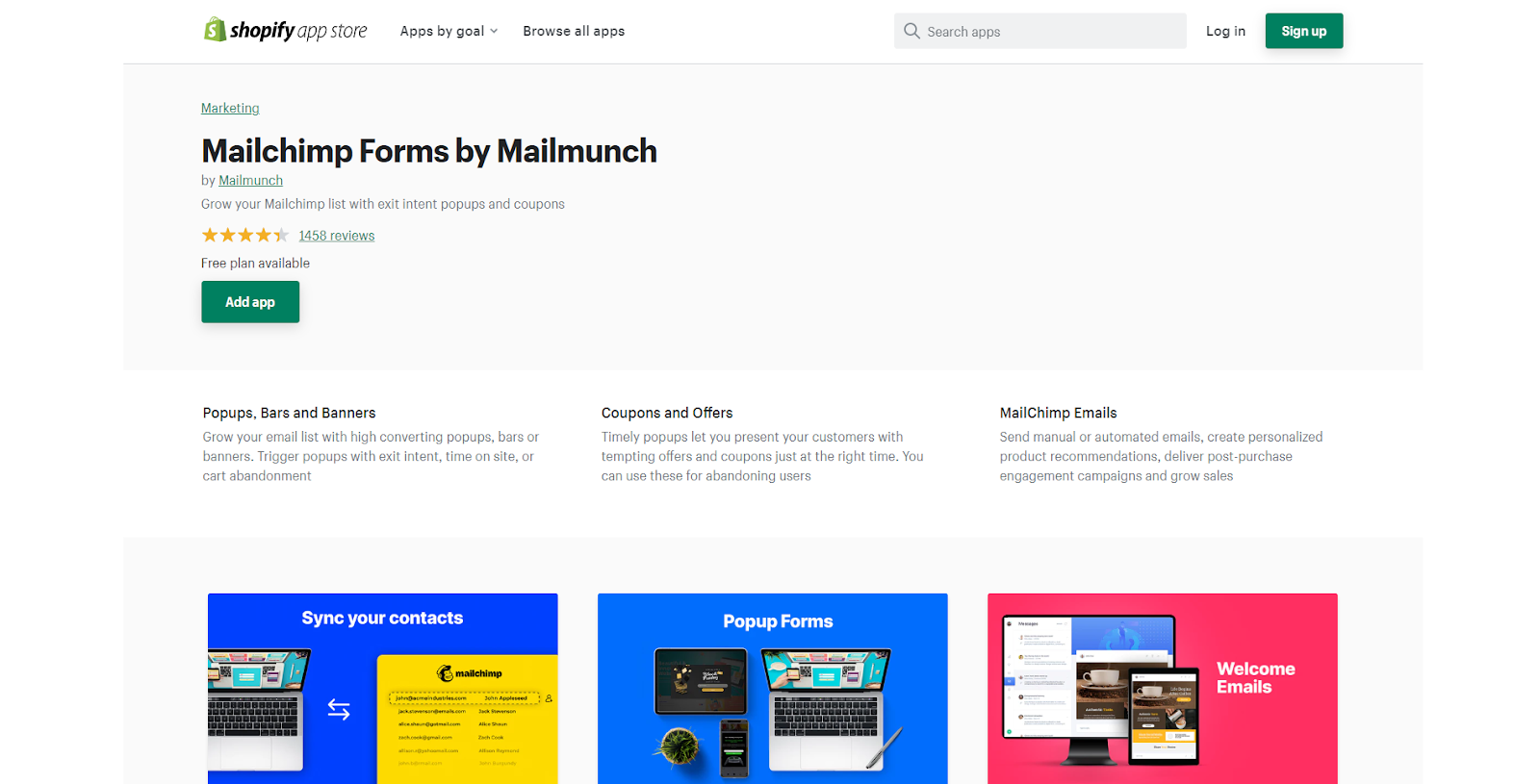 Darmowa aplikacja Shopify — Mailchimp