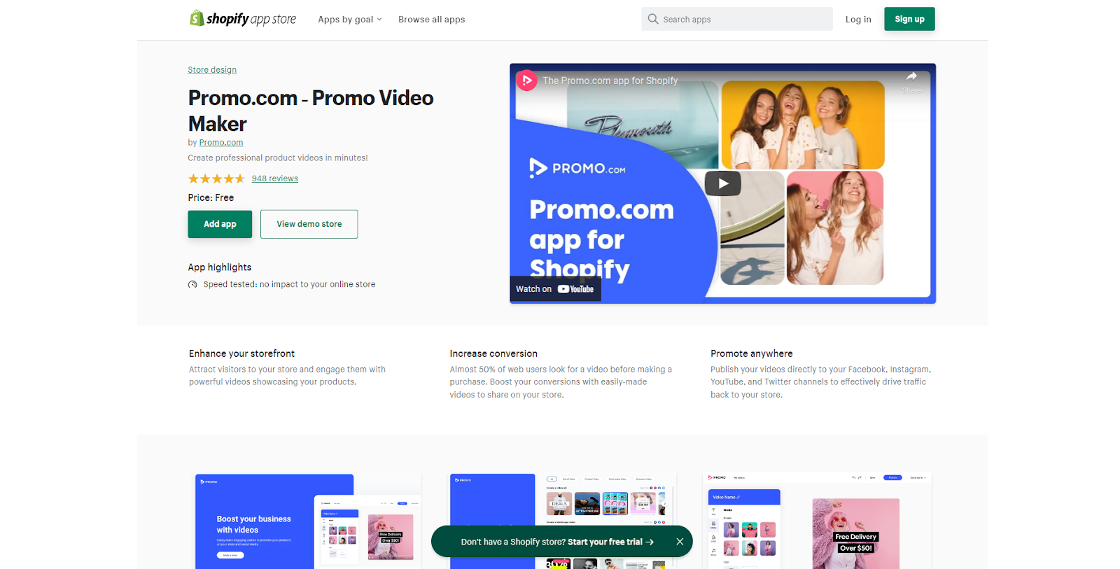 Kostenlose Shopify-App - Promo.com-Promo Video Maker